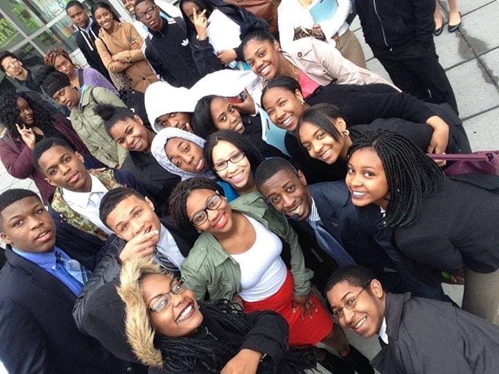 Tour group visiting campus